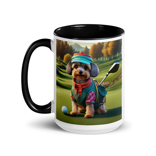 Yorkipoo Golfer- Mug with Color Inside v15