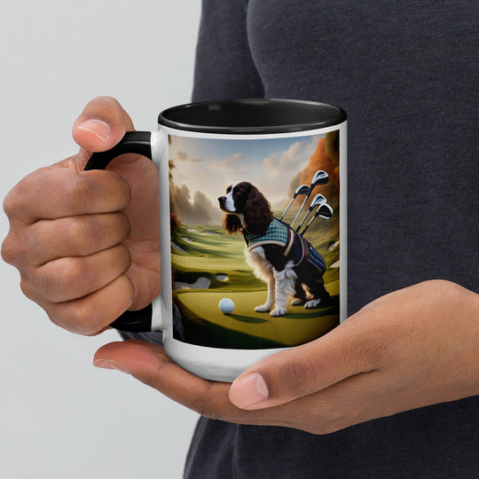 Sprocker Spaniel Golfer- Mug with Color Inside v2