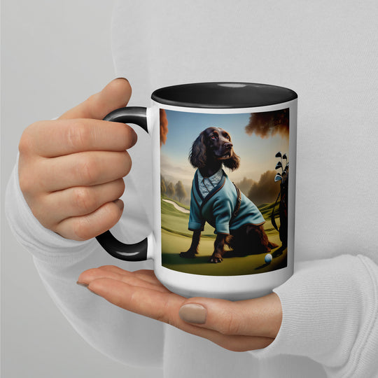 Sprocker Spaniel Golfer- Mug with Color Inside v3