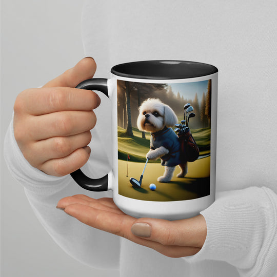 Pugapoo Golfer- Mug with Color Inside v3