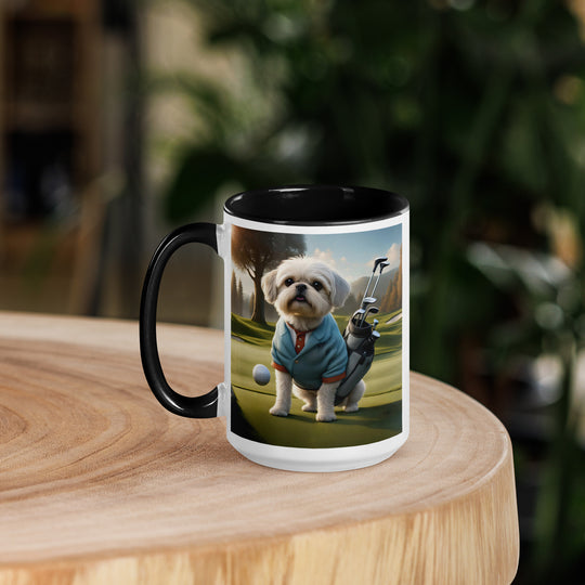 Pugapoo Golfer- Mug with Color Inside v4