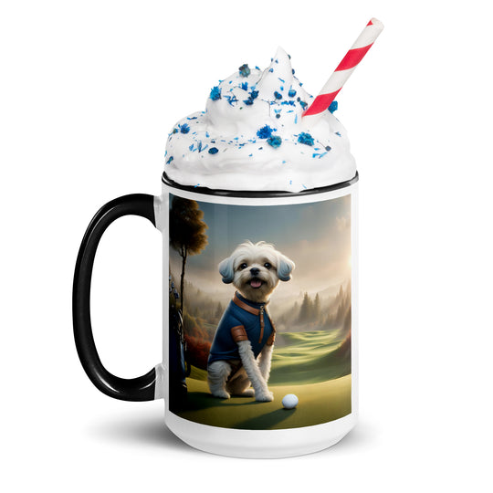 Pugapoo Golfer- Mug with Color Inside v7