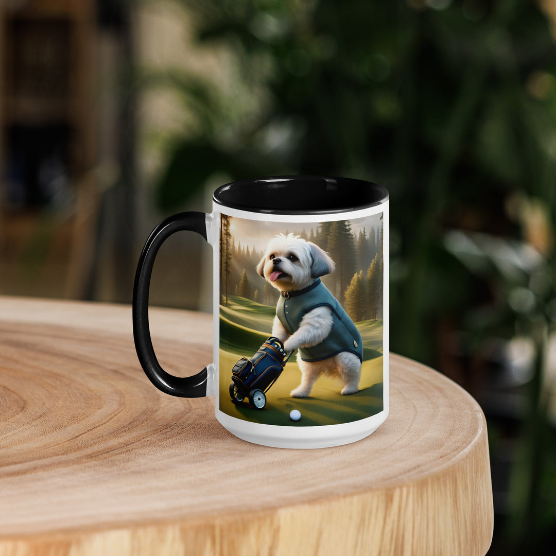 Pugapoo Golfer- Mug with Color Inside v10