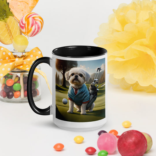 Pugapoo Golfer- Mug with Color Inside v5