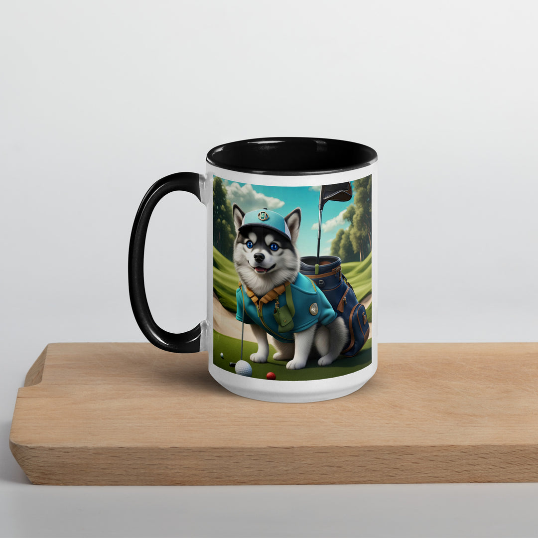 Pomsky Golfer- Mug with Color Inside