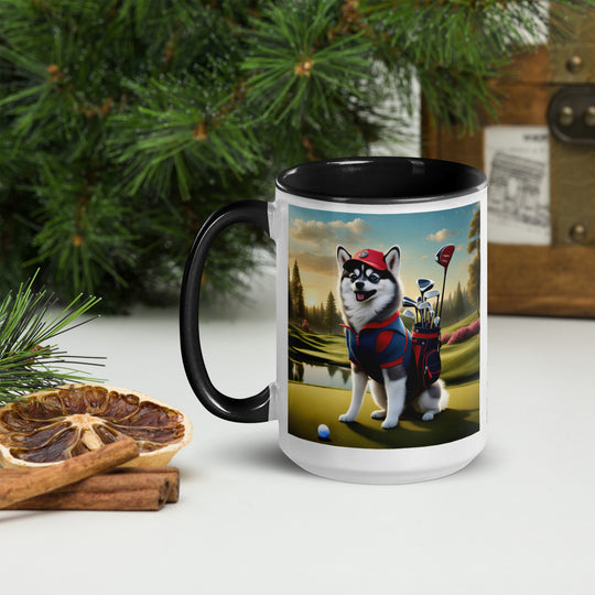 Pomsky Golfer- Mug with Color Inside v3