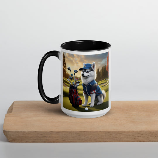 Pomsky Golfer- Mug with Color Inside v4