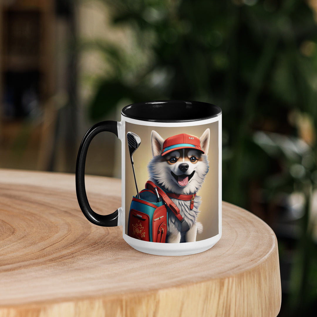 Pomsky Golfer- Mug with Color Inside v8