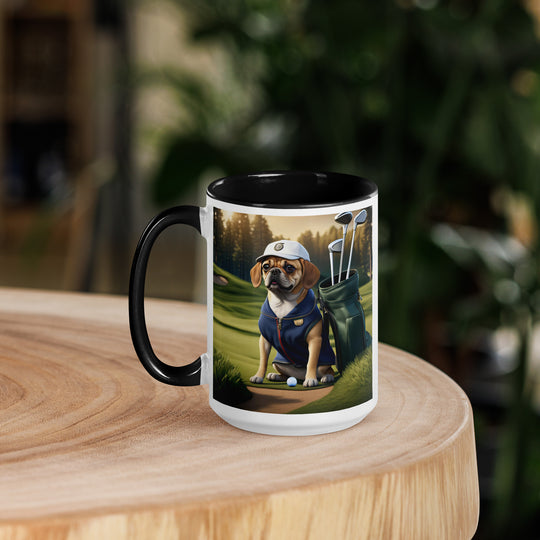 Puggle Golfer- Mug with Color Inside