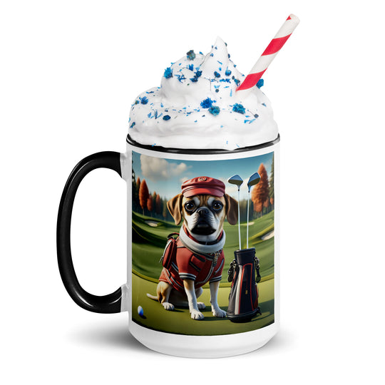 Puggle Golfer- Mug with Color Inside v6