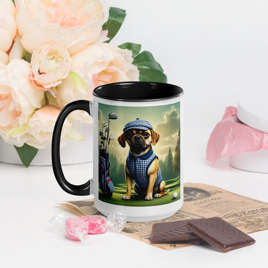 Puggle Golfer- Mug with Color Inside v7