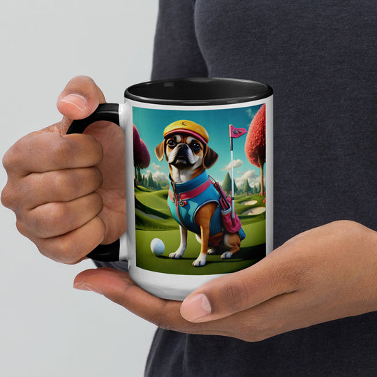 Puggle Golfer- Mug with Color Inside v8