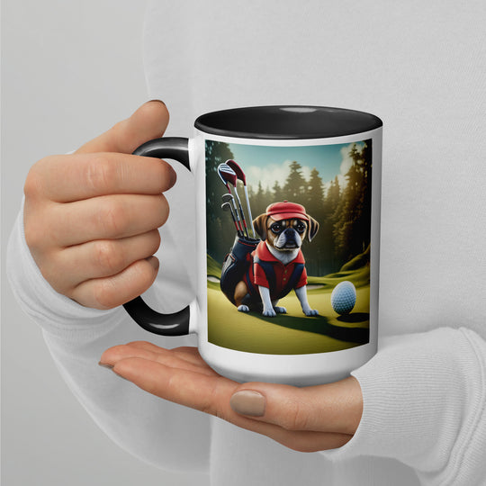 Puggle Golfer- Mug with Color Inside v9