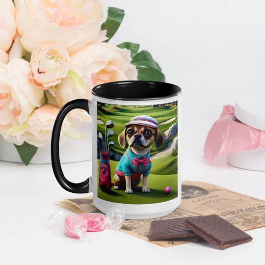 Puggle Golfer- Mug with Color Inside v10