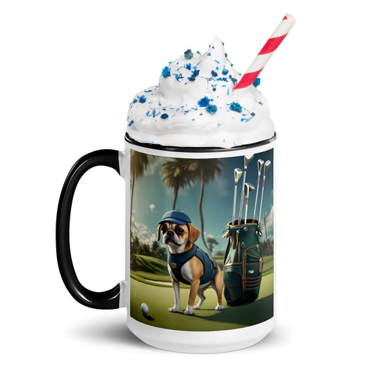 Puggle Golfer- Mug with Color Inside v13