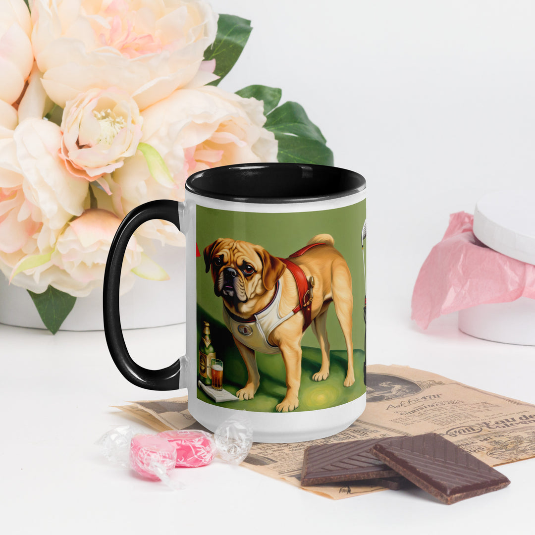 Puggle Golfer- Mug with Color Inside v15