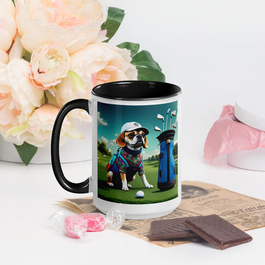 Puggle Golfer- Mug with Color Inside v17