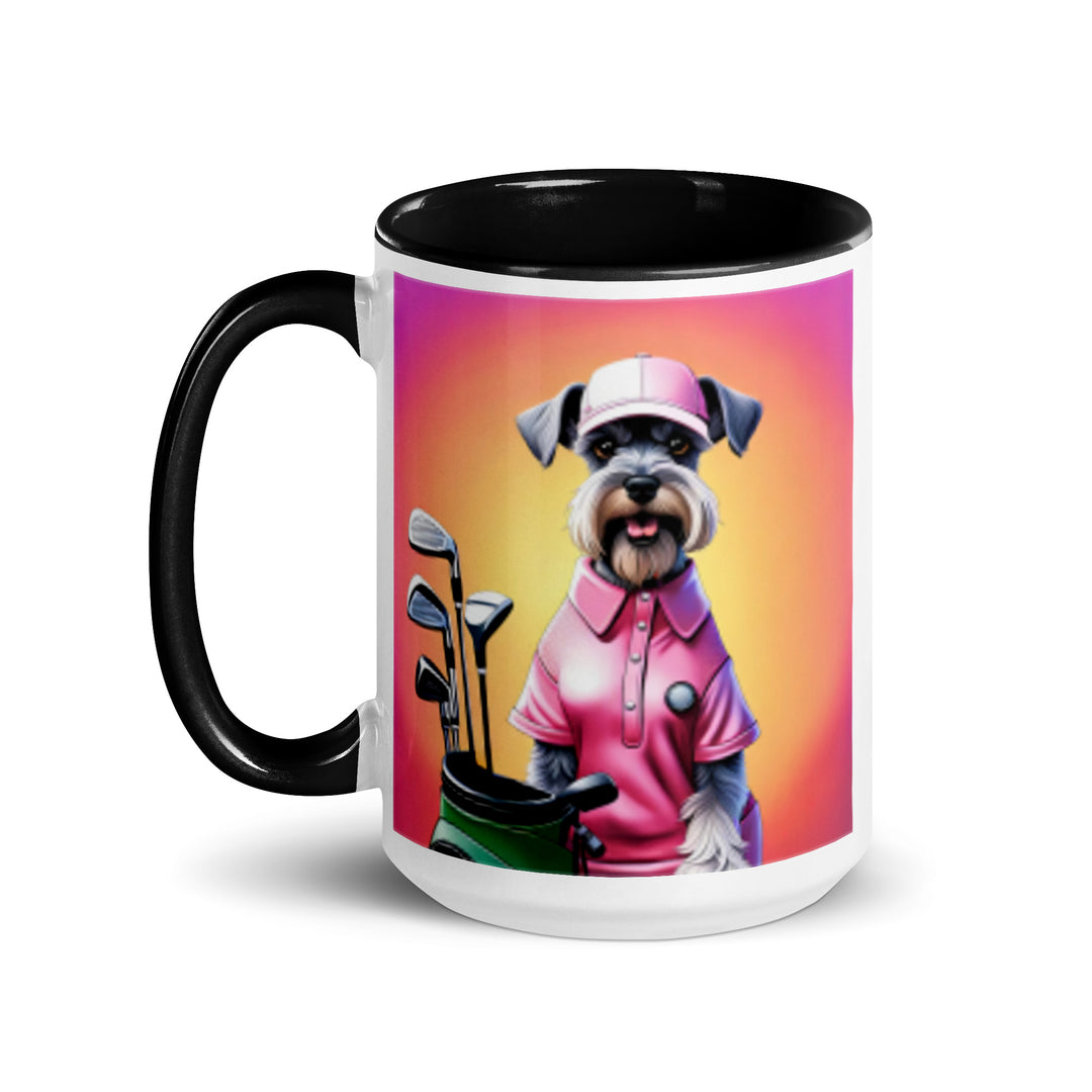 Miniature Schnauzer Golfer- Mug with Color Inside v4