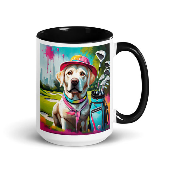 Mug with Color Inside-Labrador Retriever Golfer v9