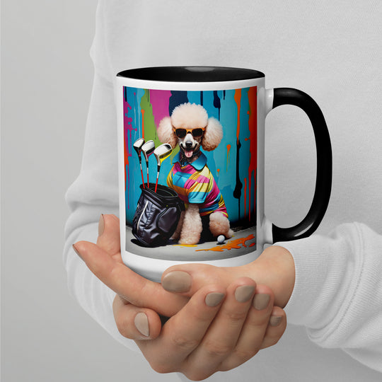 Poodle Golfer- Mug with Color Inside v3