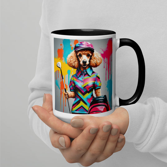 Poodle Golfer- Mug with Color Inside v4