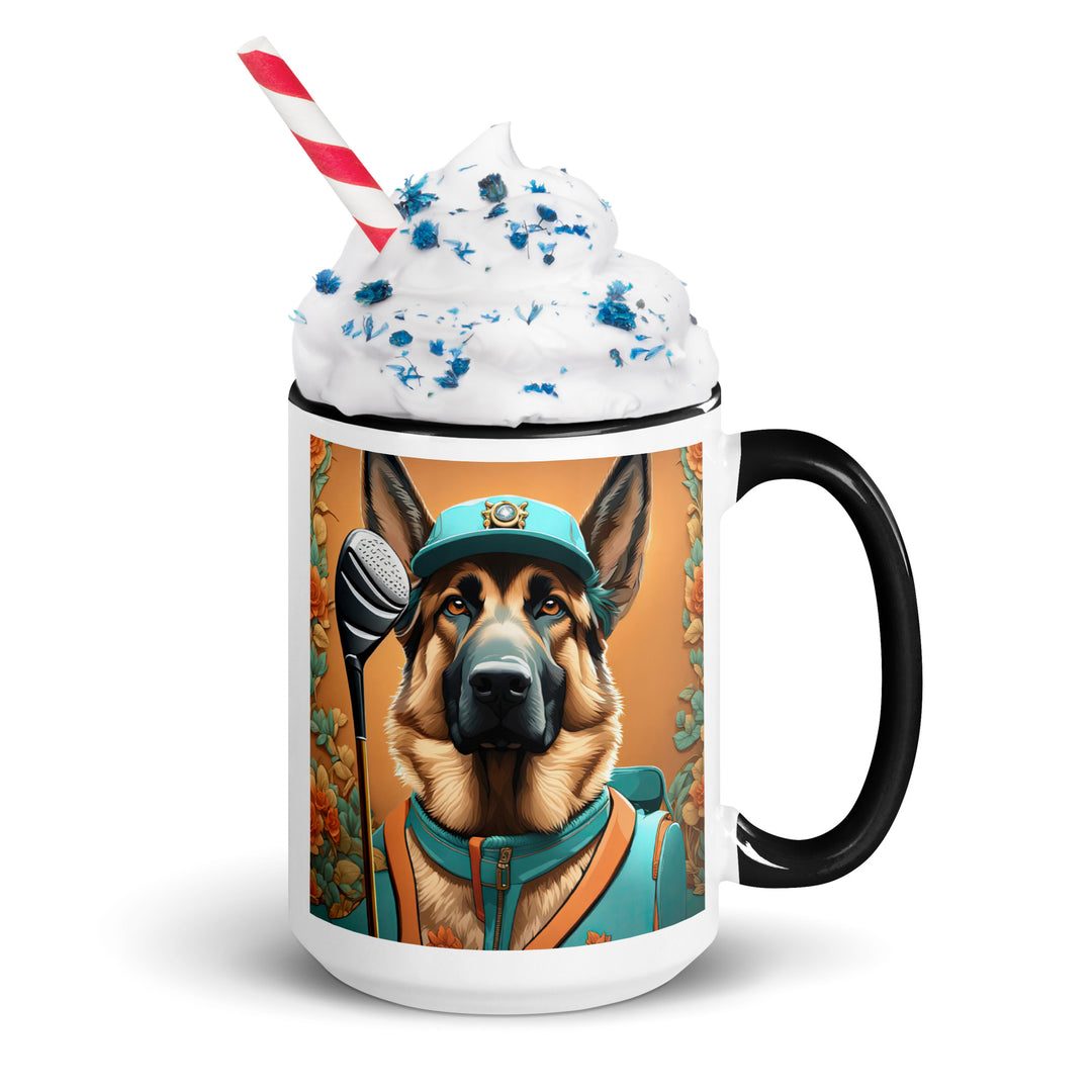 German Shepherd Golfer- Mug with Color Inside V2