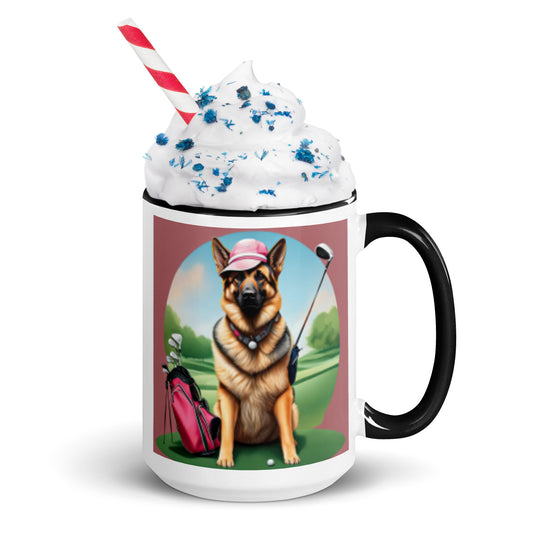 German Shepherd Golfer- Mug with Color Inside V4