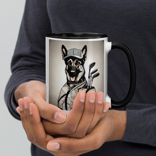 German Shepherd Golfer- Mug with Color Inside V5