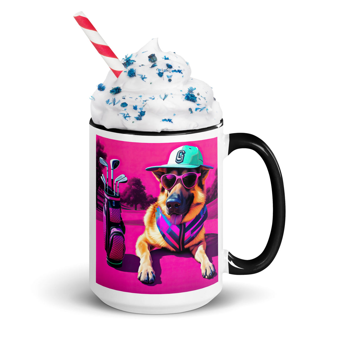 German Shepherd Golfer- Mug with Color Inside V8