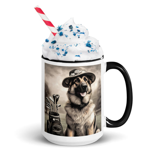 German Shepherd Golfer- Mug with Color Inside V10