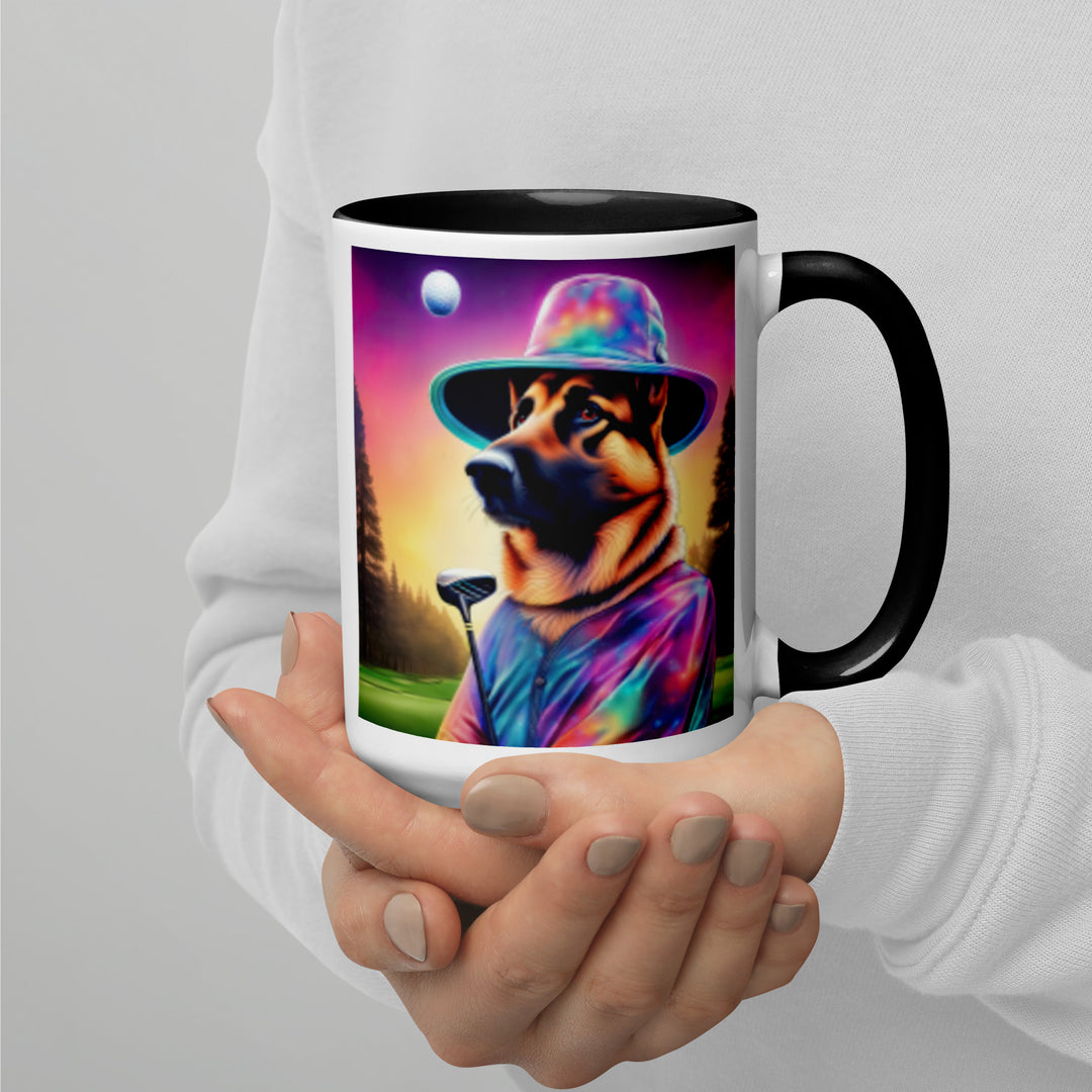 German Shepherd Golfer- Mug with Color Inside V13