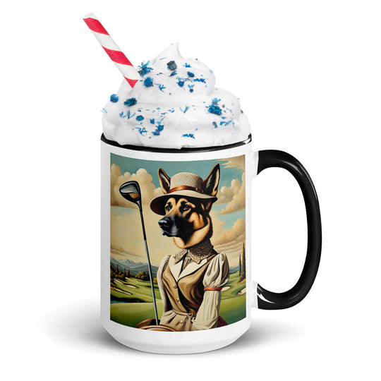 German Shepherd Golfer- Mug with Color Inside V14