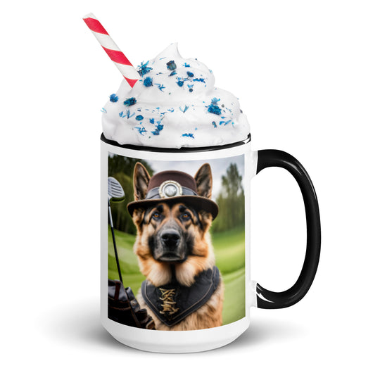 German Shepherd Golfer- Mug with Color Inside V16