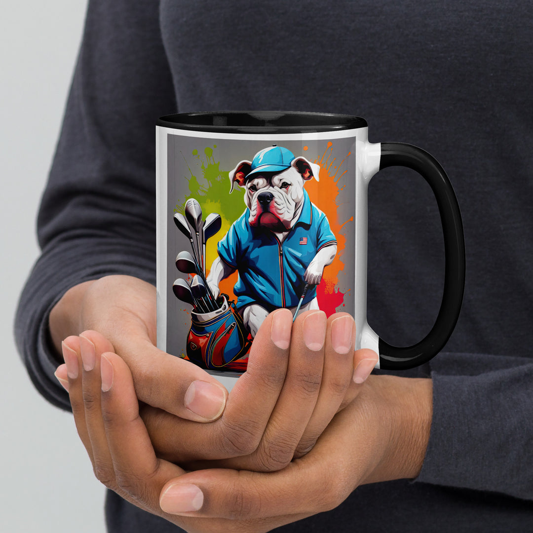 Bulldog Golfer- Mug with Color Inside V2