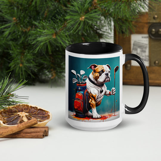 Bulldog Golfer- Mug with Color Inside V4