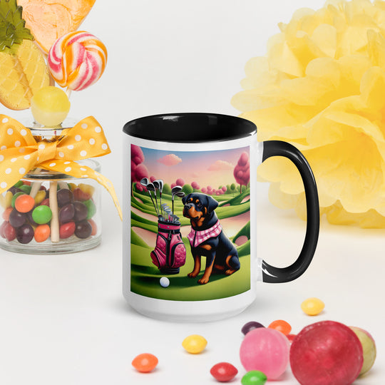 Rottweiler Golfer- Mug with Color Inside