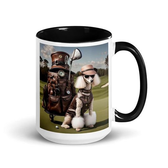 Poodle Golfer- Mug with Color Inside v6