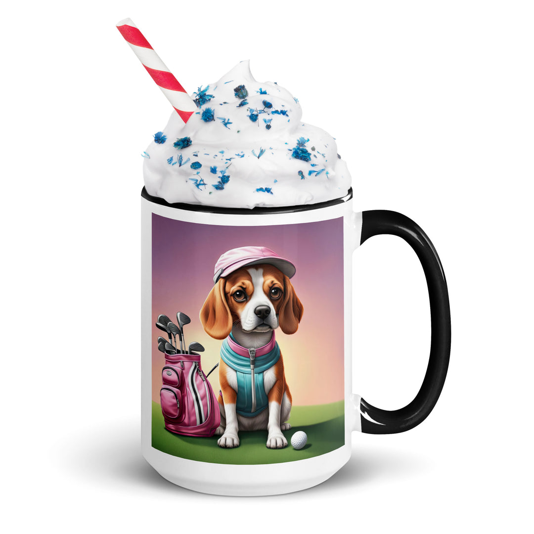 Beagle Golfer- Mug with Color Inside v3