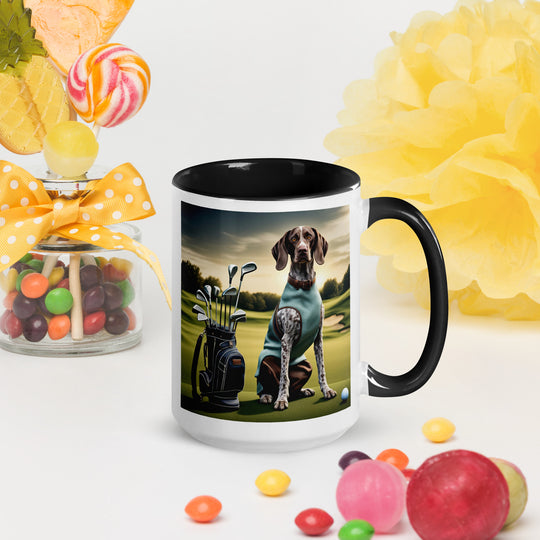 German Shorthaired Pointer Golfer- Mug with Color Inside v2