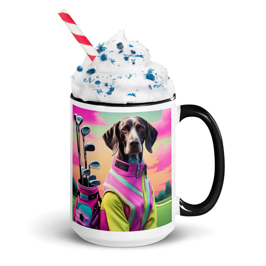 German Shorthaired Pointer Golfer- Mug with Color Inside v3