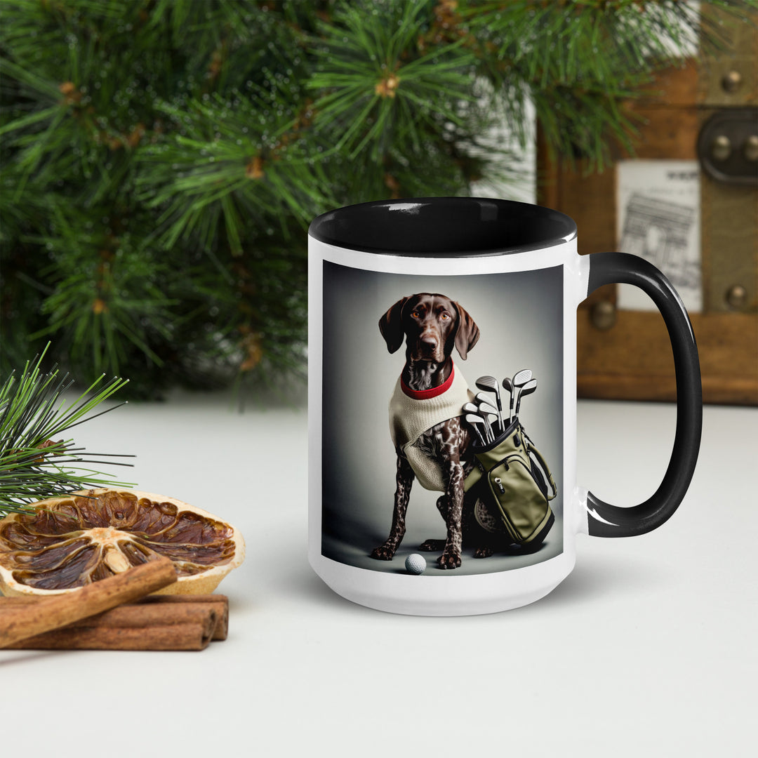 German Shorthaired Pointer Golfer- Mug with Color Inside v4