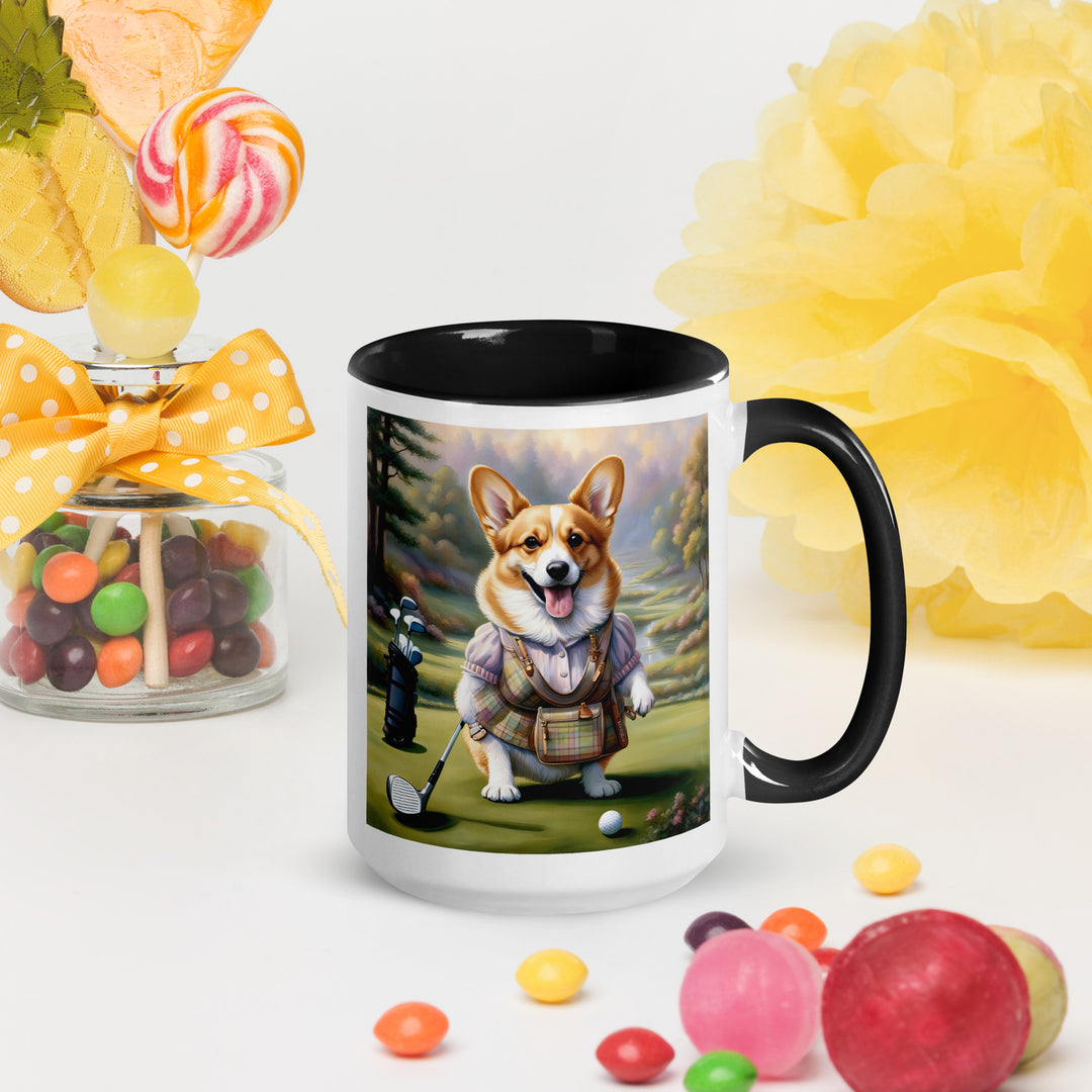 Pembroke Welsh Corgi Golfer- Mug with Color Inside v3