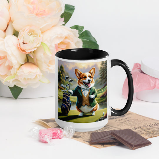 Pembroke Welsh Corgi Golfer- Mug with Color Inside v4