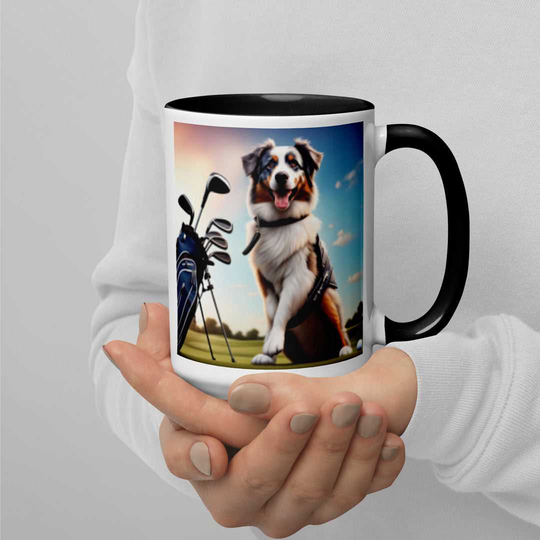 Australian Shepherd Golfer- Mug with Color Inside