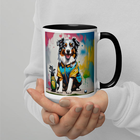 Australian Shepherd Golfer- Mug with Color Inside v3