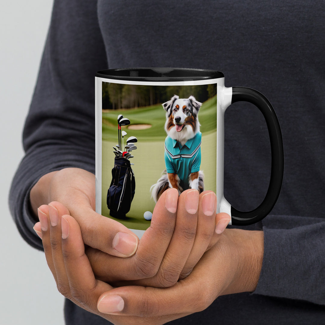 Australian Shepherd Golfer- Mug with Color Inside v4