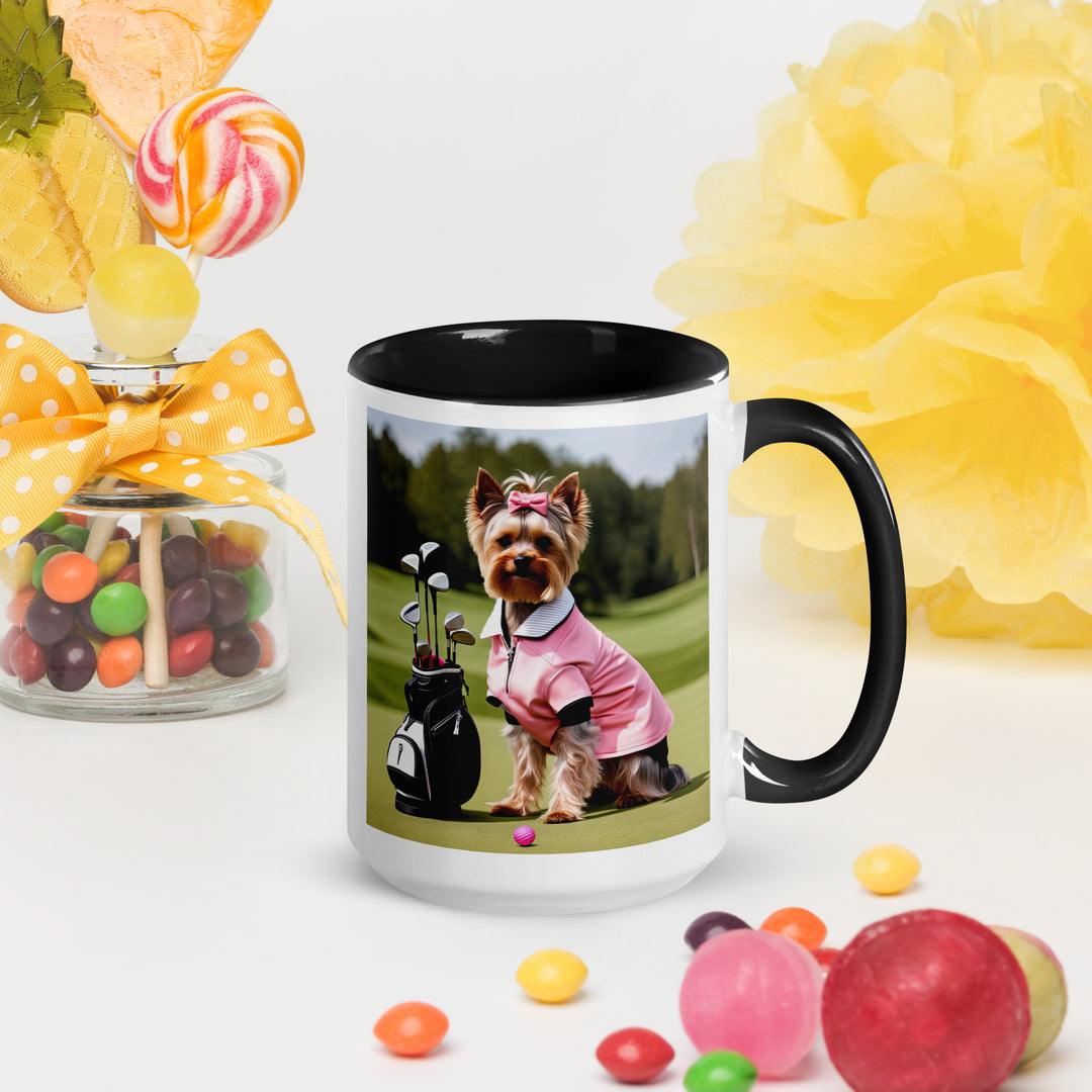 Yorkshire Terrier Golfer- Mug with Color Inside v2