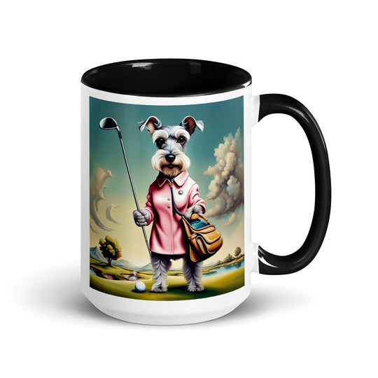 Miniature Schnauzer Golfer- Mug with Color Inside