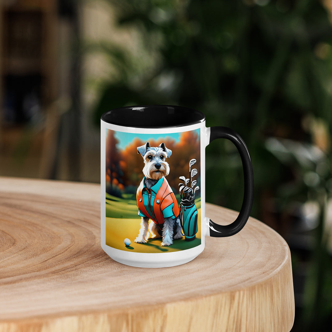 Miniature Schnauzer Golfer- Mug with Color Inside v2