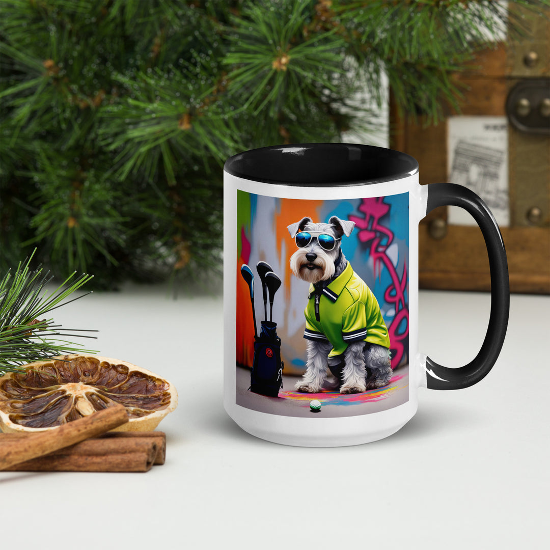 Miniature Schnauzer Golfer- Mug with Color Inside v3